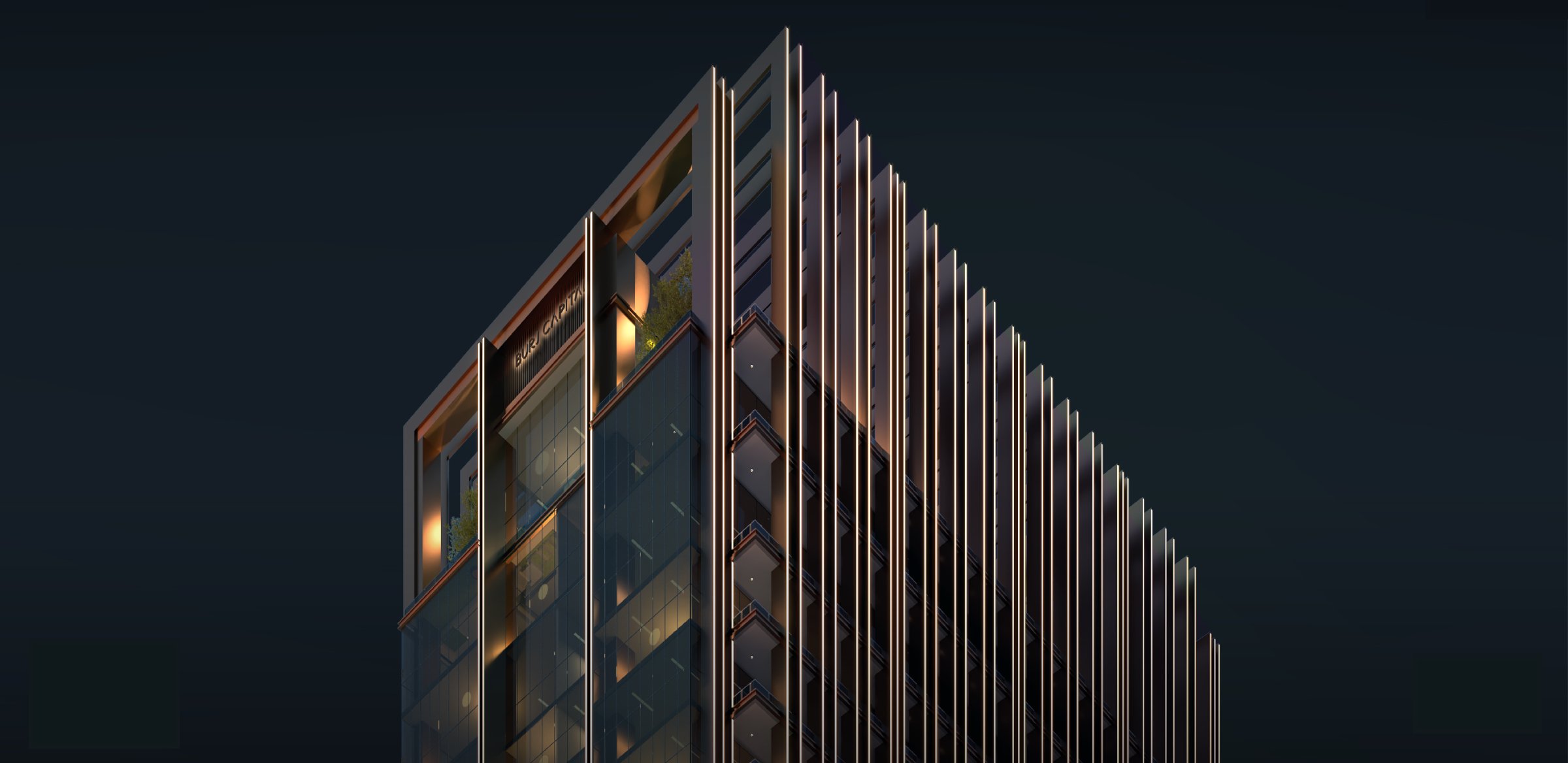 Burj Capital tower at night